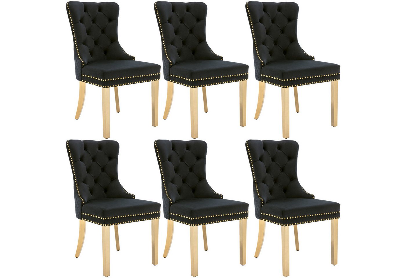Flieks Esszimmerstuhl (Set, 6 St), 6er Set Polsterstuhl Wohnzimmerstuhl Küchenstühle, Beine aus Edelstahl – Bild 2 von 5