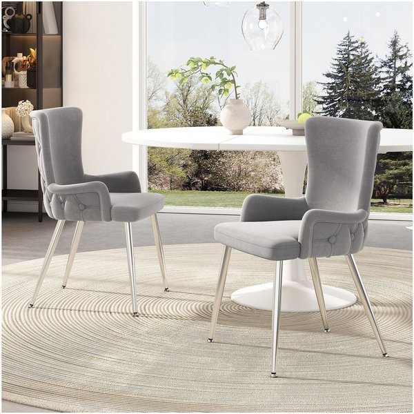 Flieks Esszimmerstuhl (Set, 2 St), 2er Set Polsterstühle Küchenstühle Samt Wohnzimmer Metallbeine