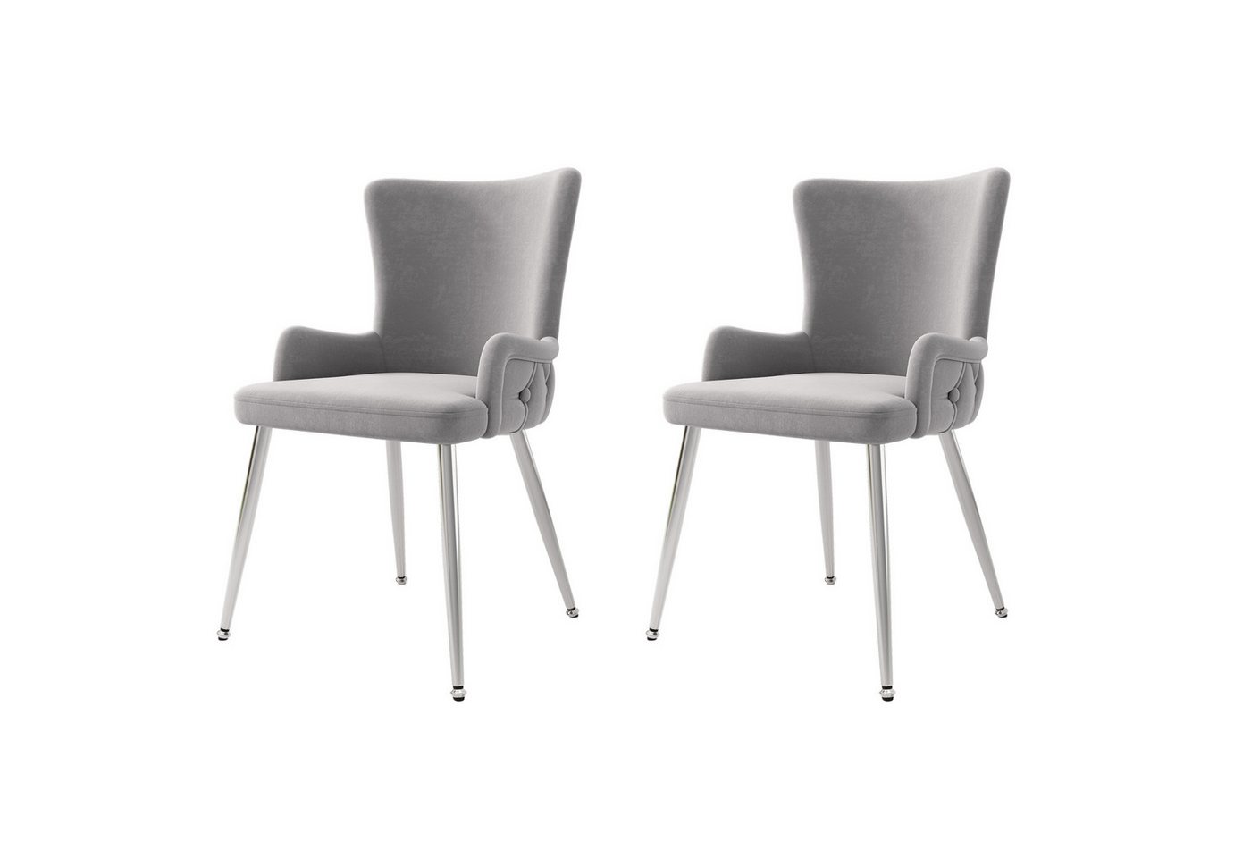 Flieks Esszimmerstuhl (Set, 2 St), 2er Set Polsterstühle Küchenstühle Samt Wohnzimmer Metallbeine – Bild 2 von 5