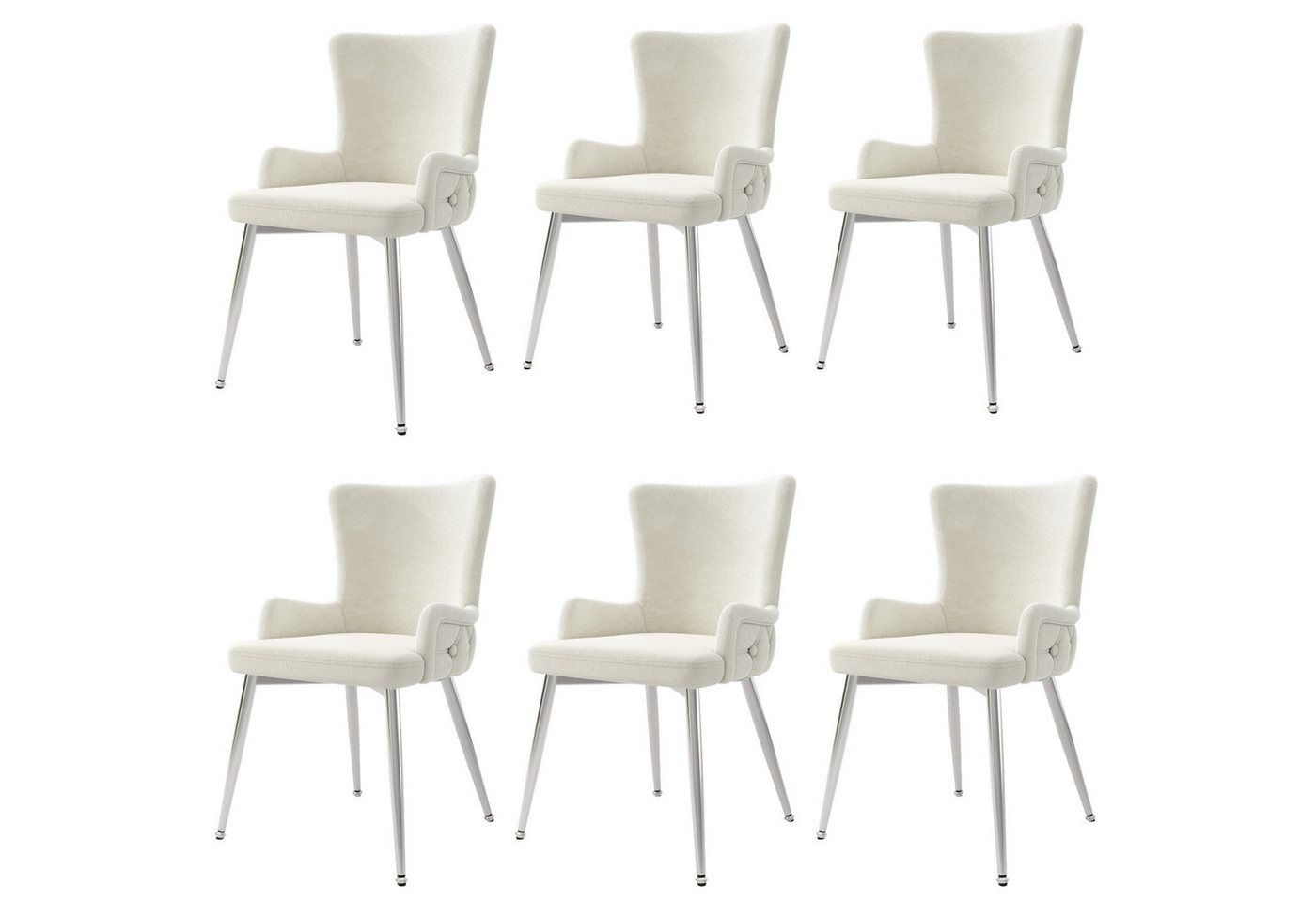 Flieks Esszimmerstuhl (Set, 6 St), 6er Set Polsterstühle Küchenstühle Samt Wohnzimmer Metallbeine – Bild 2 von 5