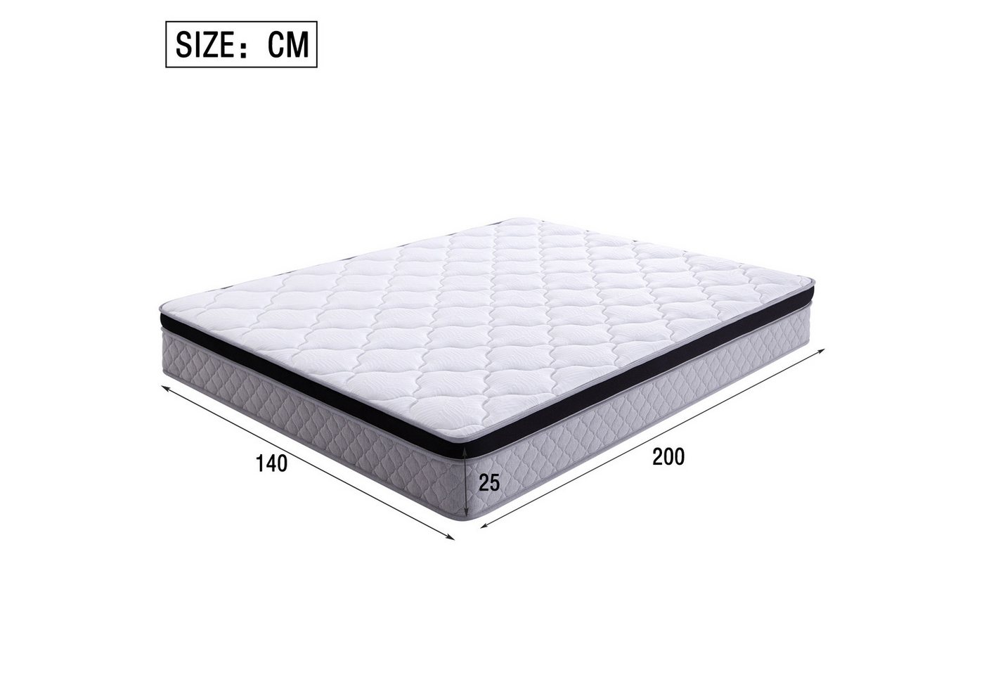 Federkernmatratze, Flieks, 25 cm hoch, Gerollte Matratze 140×200cm, Härtegrad: H3, mit ergonomischen Modulen – Bild 5 von 5
