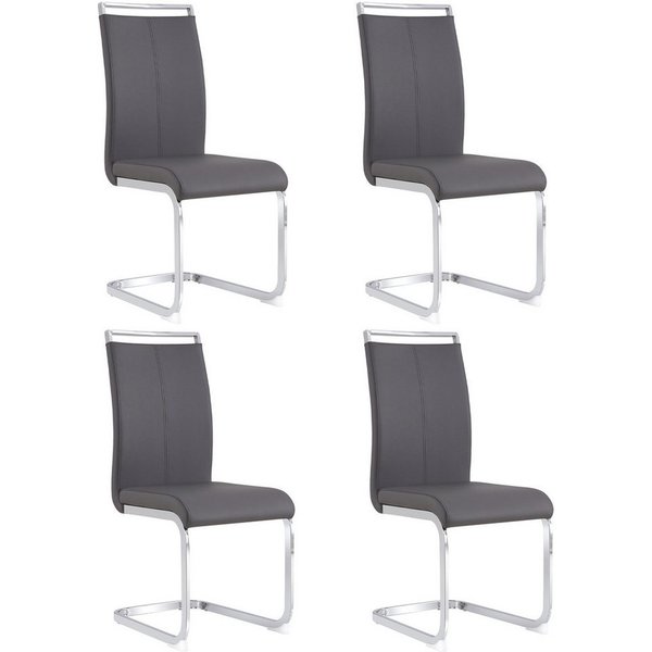 Flieks Freischwinger (4 St), 4er Set Esszimmerstuhl Kunstleder Polsterstuhl Schwingstühle