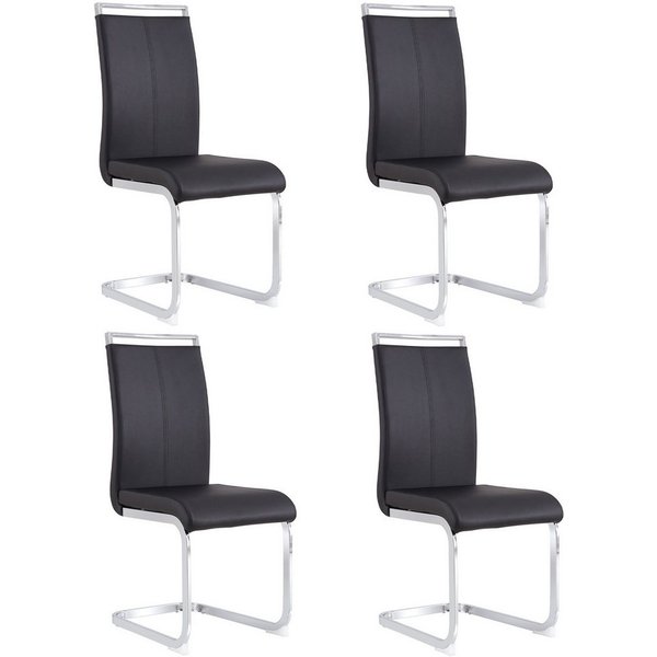 Flieks Freischwinger (4 St), 4er Set Esszimmerstuhl Kunstleder Polsterstuhl Schwingstühle