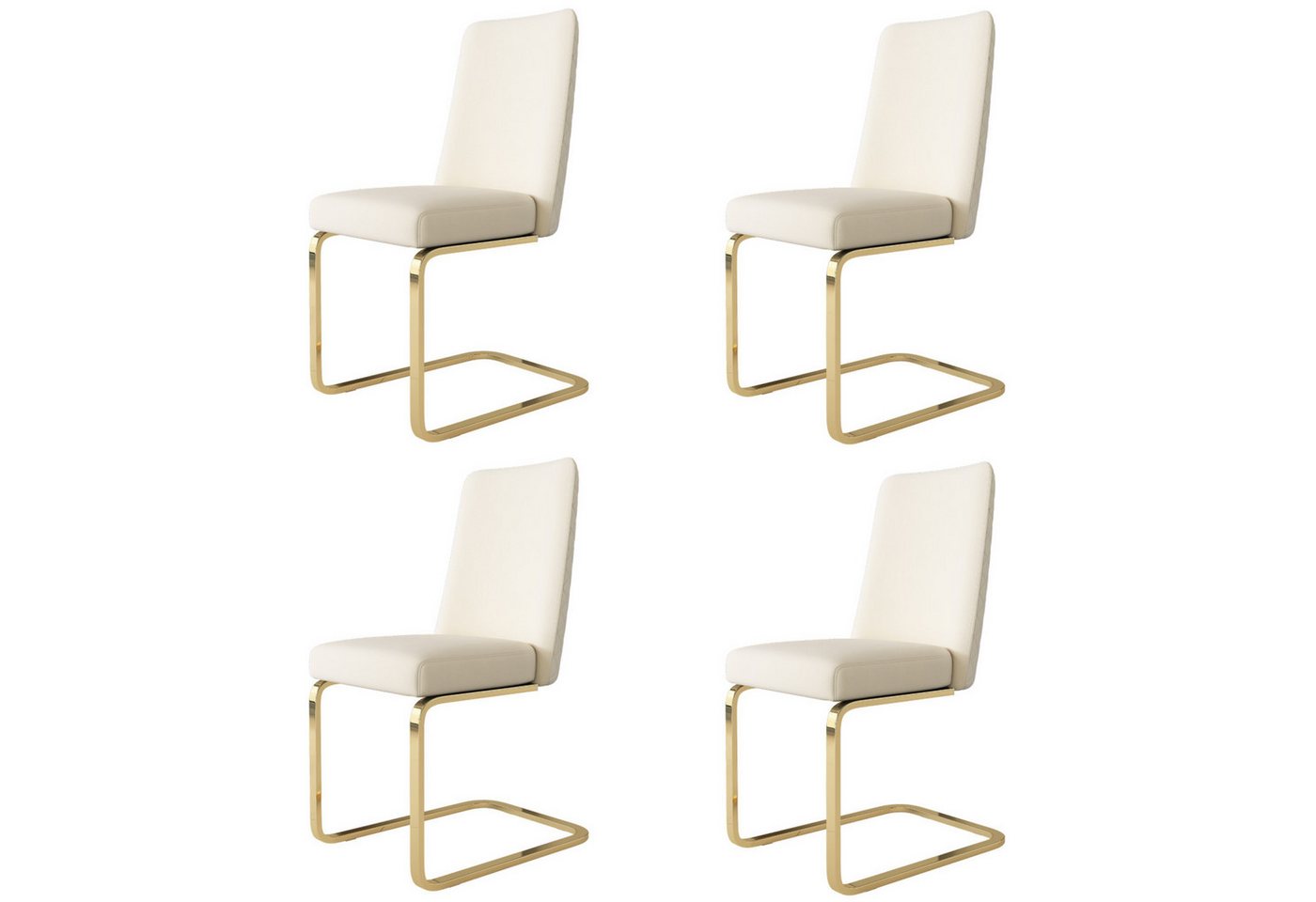 Flieks Freischwinger (Set, 4 St), 4er Set Esszimmerstühle Polsterstuhl Schwingstühle Samt, Metallbeine – Bild 2 von 5
