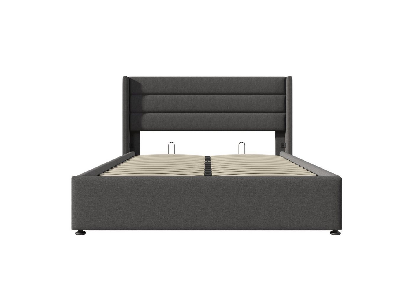 Flieks Funktionsbett cozy, Polsterbett Stauraumbett Hydraulisches Doppelbett Leinen 160x200cm – Bild 5 von 5