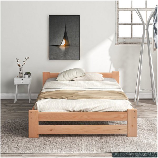Flieks Futonbett, Einzelbett Massivholzbett mit Kopfteil und Lattenrost
