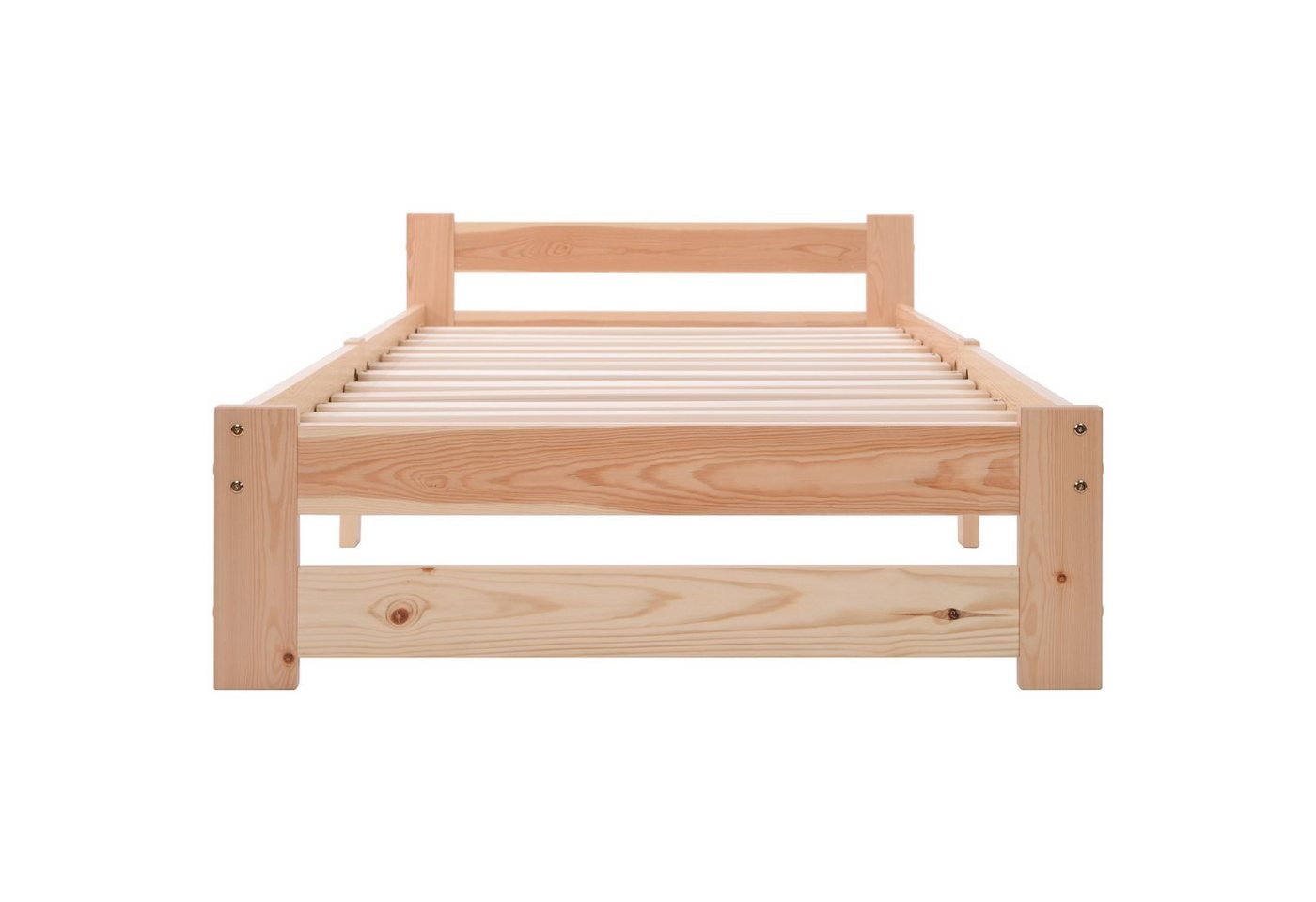 Flieks Futonbett, Einzelbett Massivholzbett mit Kopfteil und Lattenrost – Bild 5 von 5