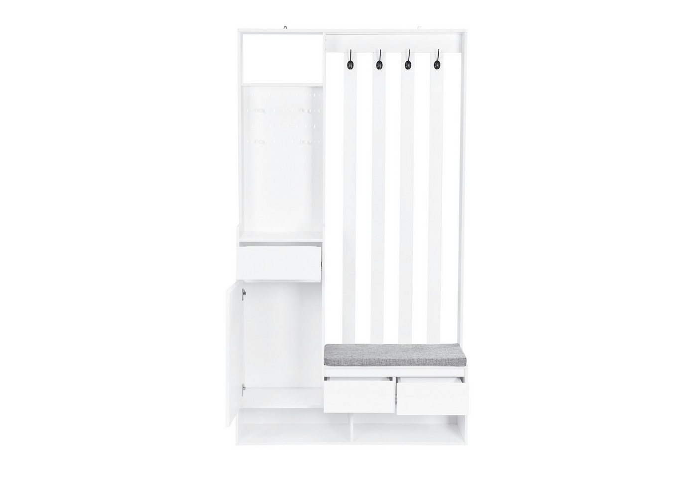 Flieks Garderobenständer, (1 St., H180/B100/T35 cm), Garderoben-Set mit gepolsterter Schuhbank Schuhschrank mit Stecktafel – Bild 3 von 5