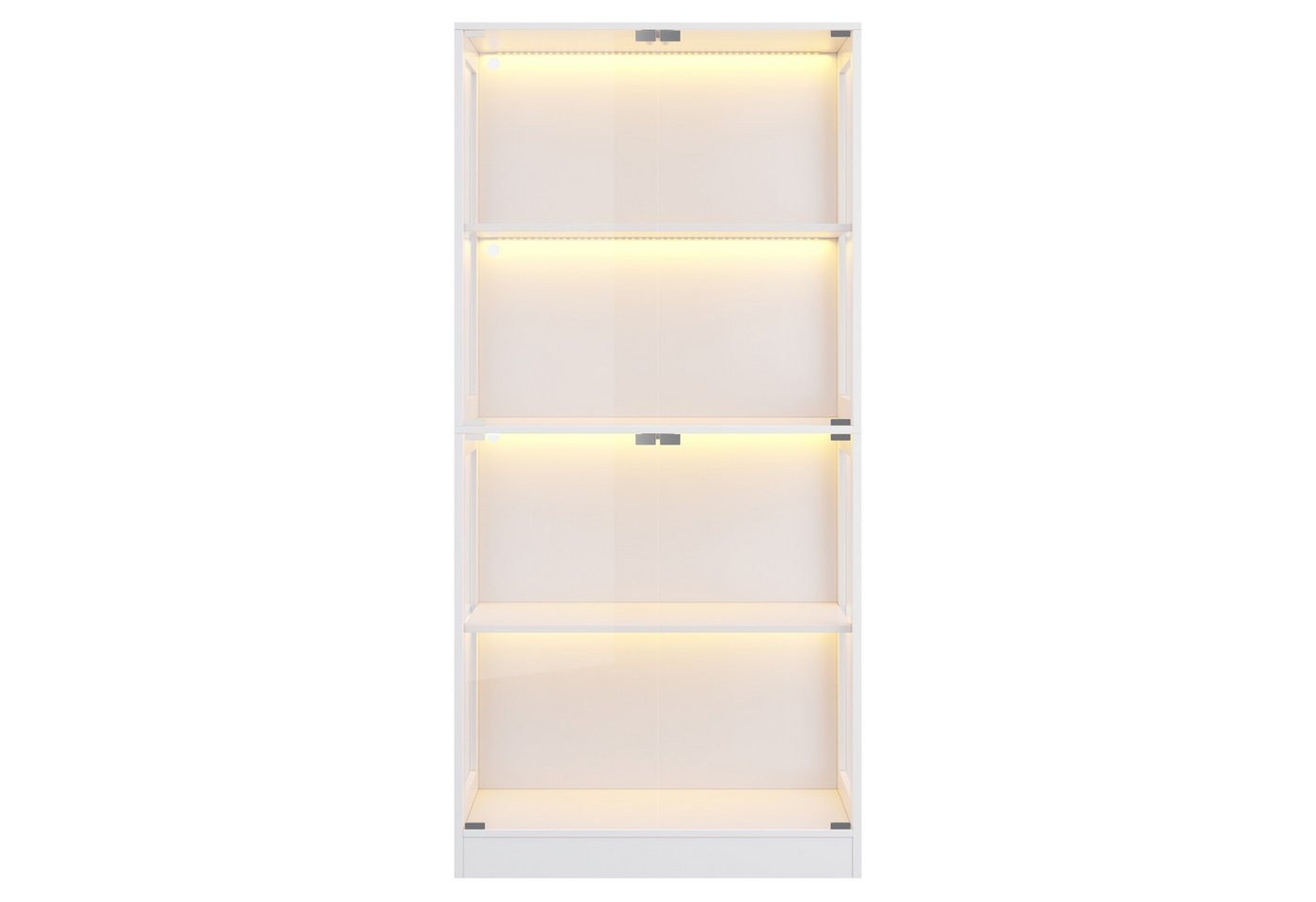 Flieks Glasvitrine Eckvitrine mit LED-Beleuchtung, 4 Glastüren, 4 Ebenen Highboard (80x35x170 cm, 1-St) Standvitrine Eckschrank Hochschrank Sammlervitrine mit 4 – Bild 5 von 5