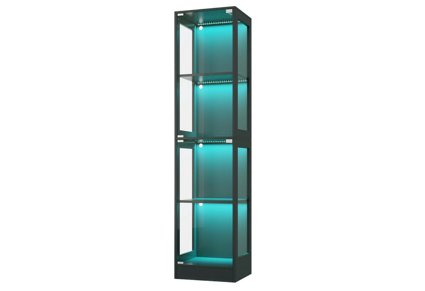 Flieks Glasvitrine Eckvitrine mit LED-Beleuchtung und Doppeltüren aus gehärtetem Glas (1-St., 40x35x170 cm) Standvitrine Eckschrank Hochschrank Sammlervitrine m – Bild 5 von 5