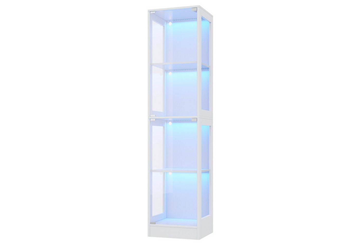 Flieks Glasvitrine Eckvitrine mit LED-Beleuchtung und Doppeltüren aus gehärtetem Glas (1-St., 40x35x170 cm) Standvitrine Eckschrank Hochschrank Sammlervitrine m – Bild 4 von 5