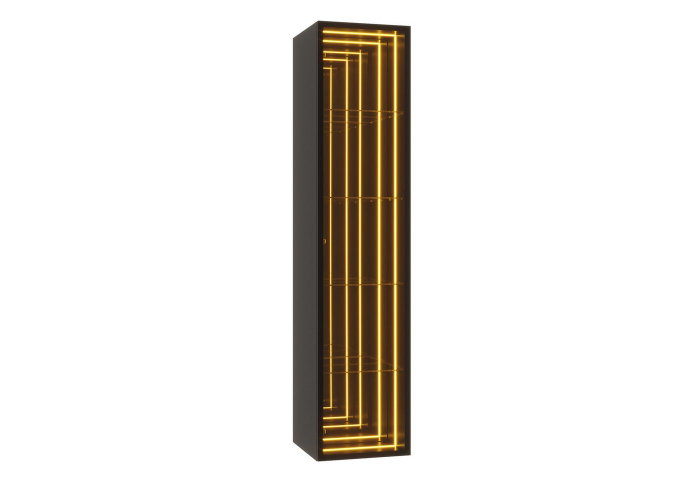 Flieks Glasvitrine mit LED-Lichtleiste, 4 verstellbaren Glaseinlegeböden & Spiegelwand (30x30x160 cm, Glastür mit Soft-Close-Funktion, 1-St., Eckvitrine mit ver – Bild 4 von 5