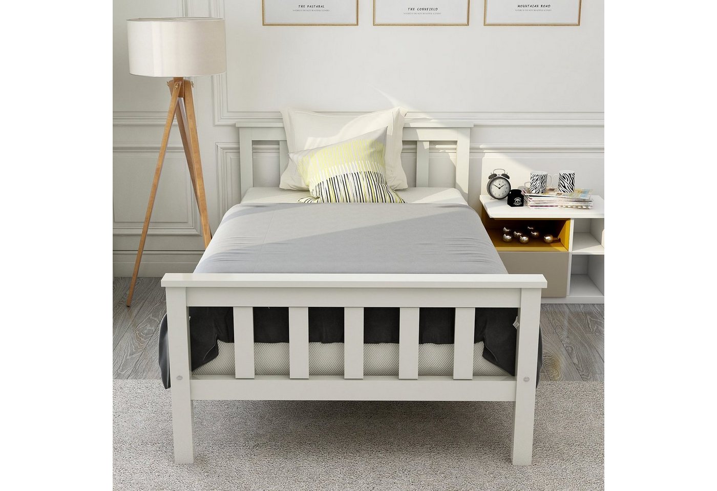 Flieks Holzbett, Einzelbett Massivholz Kiefer Kinderbett Jugendbett 90x200cm – Bild 2 von 5