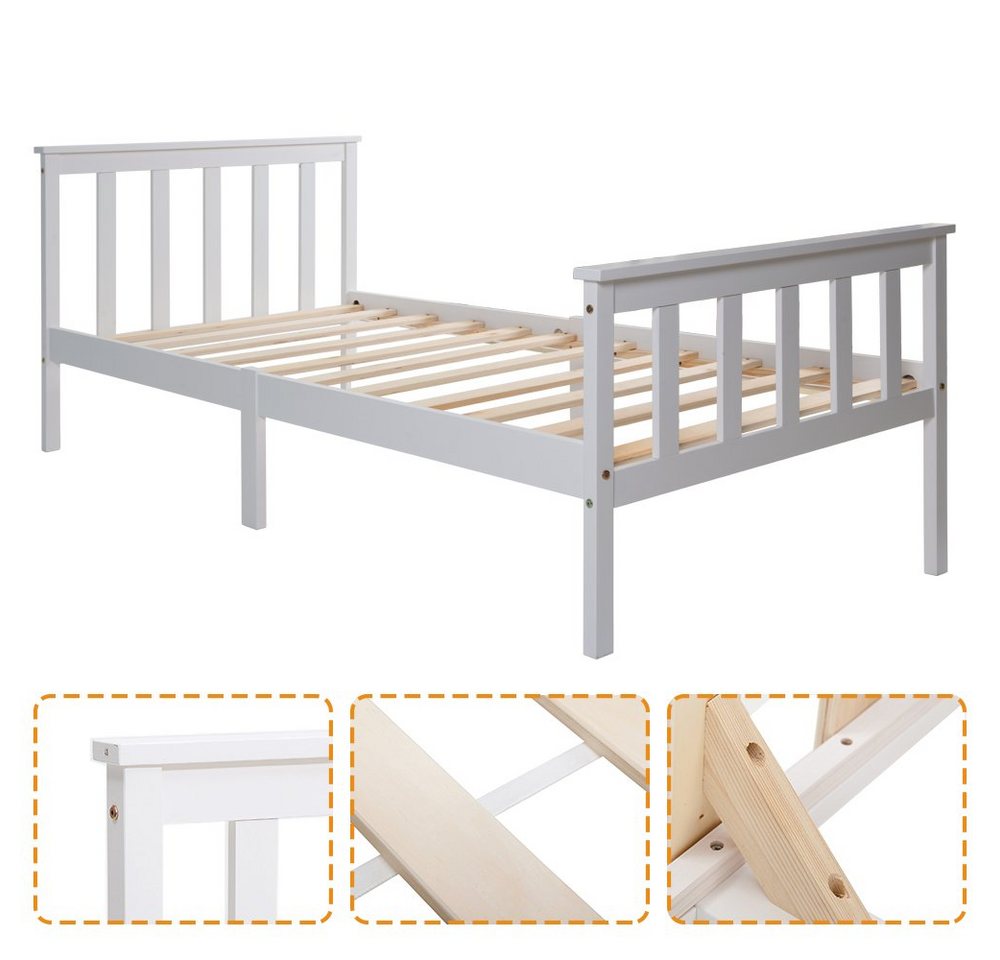 Flieks Holzbett, Einzelbett Massivholz Kiefer Kinderbett Jugendbett 90x200cm – Bild 5 von 5