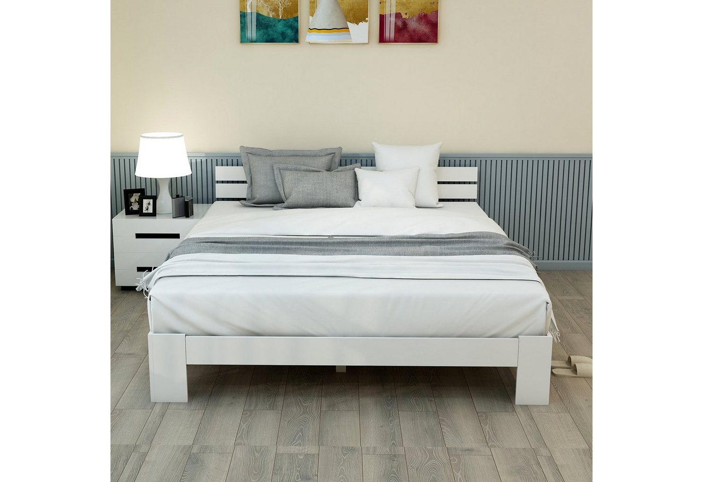 Flieks Holzbett, Doppelbett Ehebett Massivholzbett Bettgestell 140 x 200 cm – Bild 3 von 5