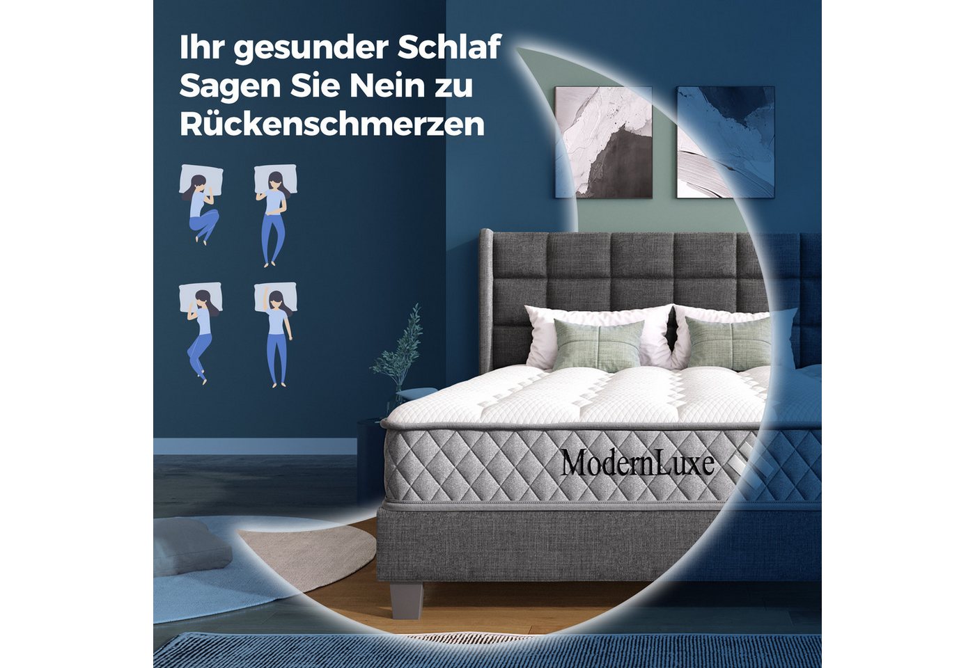 Kaltschaummatratze, Flieks, 20 cm hoch, Orthopädische Matratze H3 140x200x20cm mit 7-Zonen-Taschenfederkern – Bild 4 von 5
