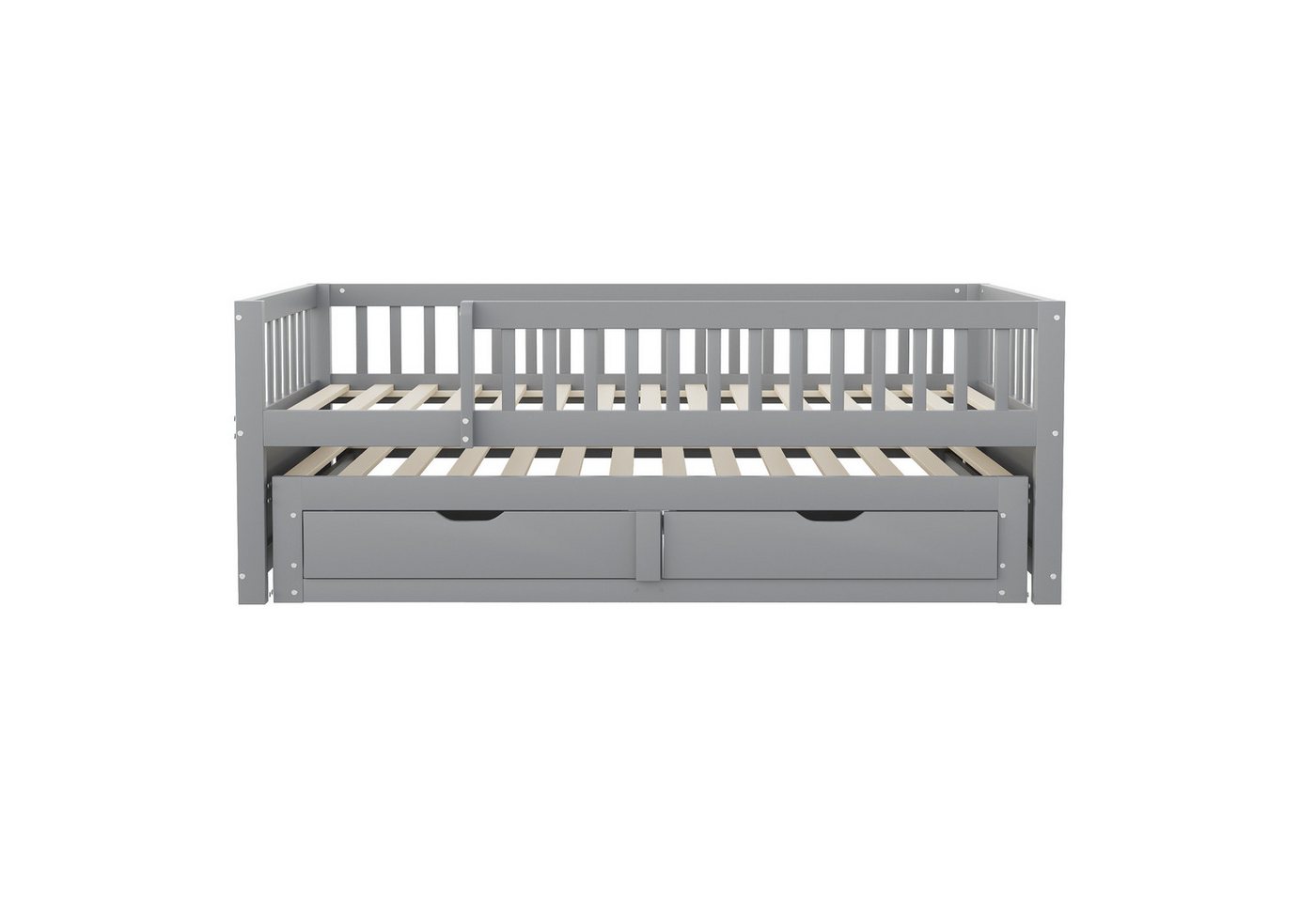 Flieks Kinderbett, Holzbett Daybett 90x200cm mit Ausziehbett 90x190cm und 2 Schubladen – Bild 5 von 5