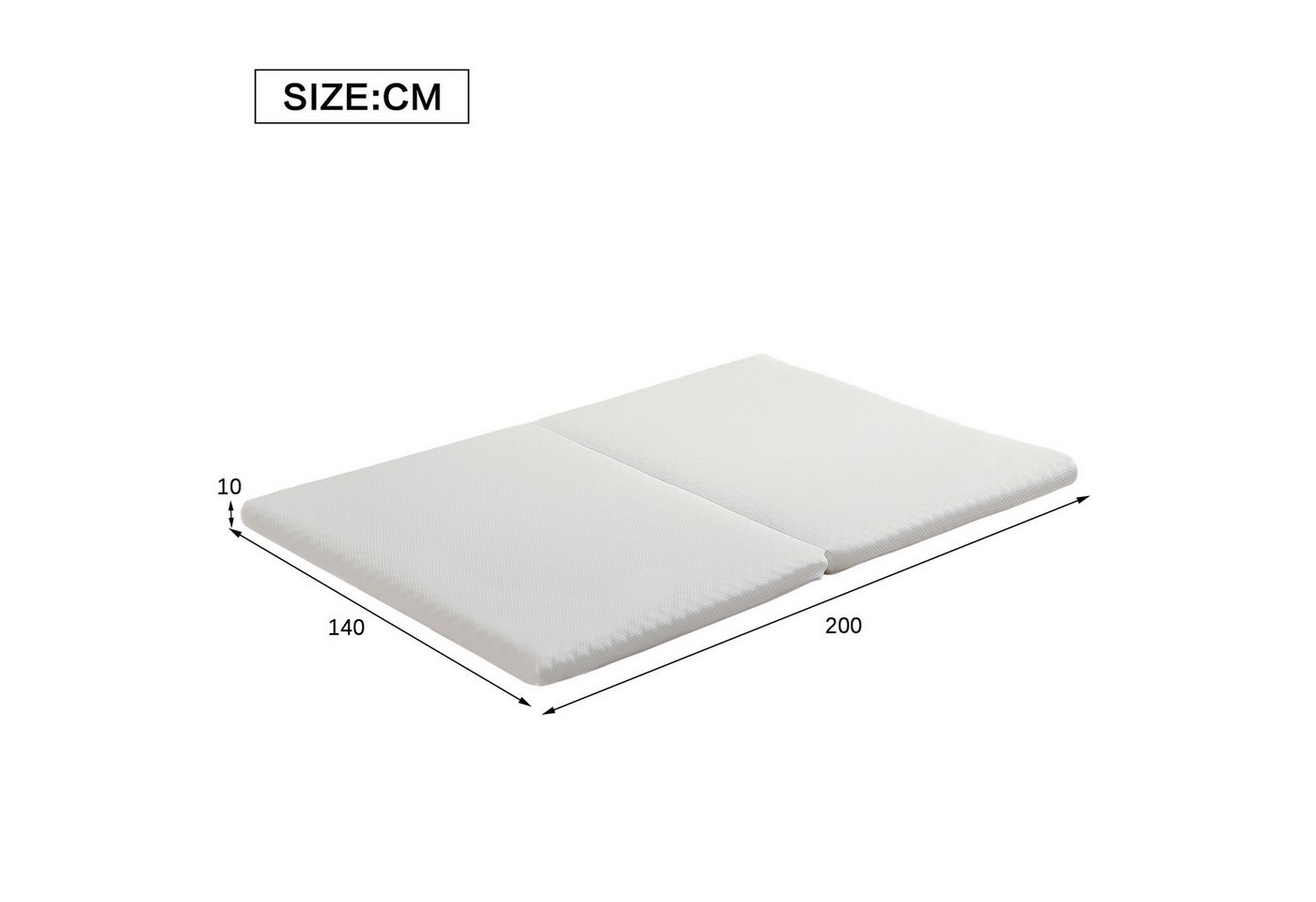 Komfortschaummatratze, Flieks, 10 cm hoch, Matratze 140x200cm faltbar in 140x100cm, weiße Bezug+weiße 23D Schwamm – Bild 5 von 5