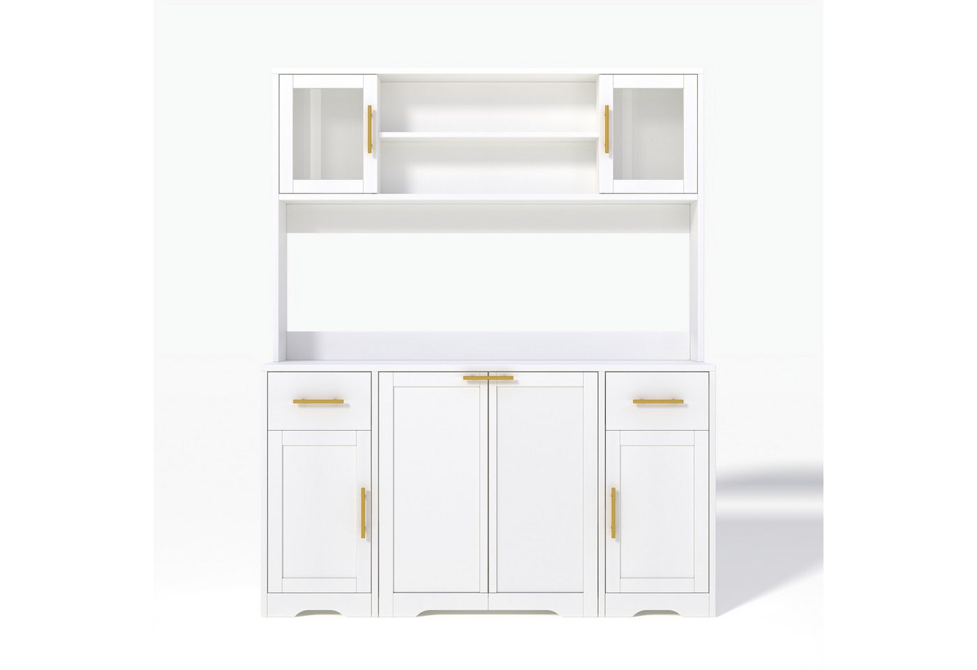 Flieks Küchenbuffet Hochschrank mit Arbeitsplatte, Steckdosen, ausziehbaren Abfalleimern (B140/T40/H173 cm, 1-St) Mehrzweckschrank mit doppeltem Müllfach, verst – Bild 5 von 5