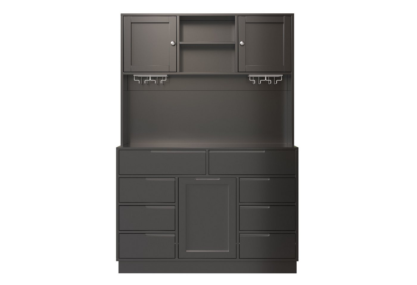 Flieks Küchenbuffet mit LED-Beleuchtung, Gläserhalter, 8 Schubladen und 3 Türen (1-St., B120/T40/H183,5 cm) Hochschrank Küchenschrank Geschirrschrank mit verste – Bild 5 von 5