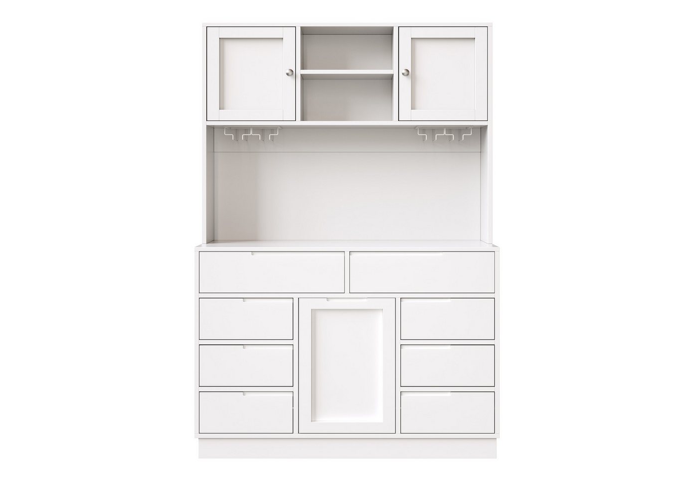 Flieks Küchenbuffet mit LED-Beleuchtung, Gläserhalter, 8 Schubladen und 3 Türen (1-St., B120/T40/H183,5 cm) Hochschrank Küchenschrank Geschirrschrank mit verste – Bild 5 von 5