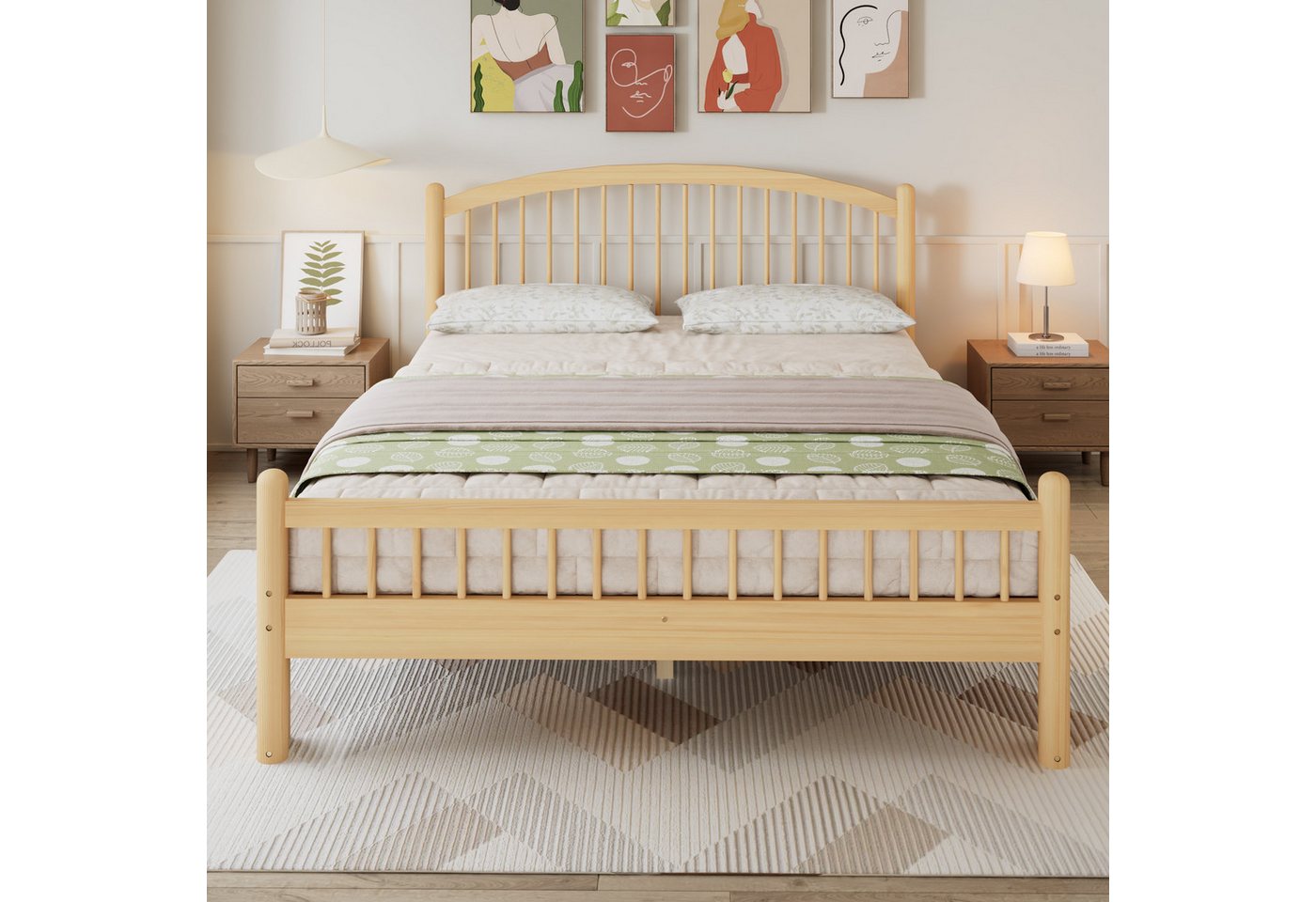 Flieks Massivholzbett, Kinderbett 140x200cm mit Lattenrost, minimalistisches Design – Bild 2 von 5