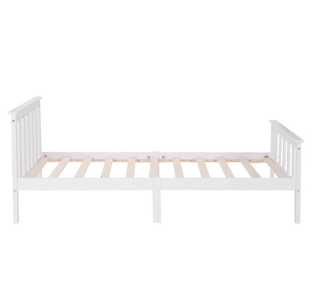 Flieks Massivholzbett, Einzelbett Kinderbett Jugendbett 90x200cm Kiefer Weiß – Bild 5 von 5