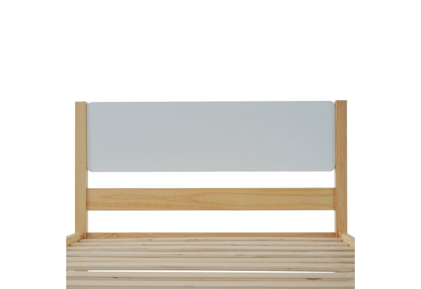 Flieks Massivholzbett, Einzelbett Kiefernholzbett mit Kopfteil und Lattenrost 90x200cm – Bild 5 von 5