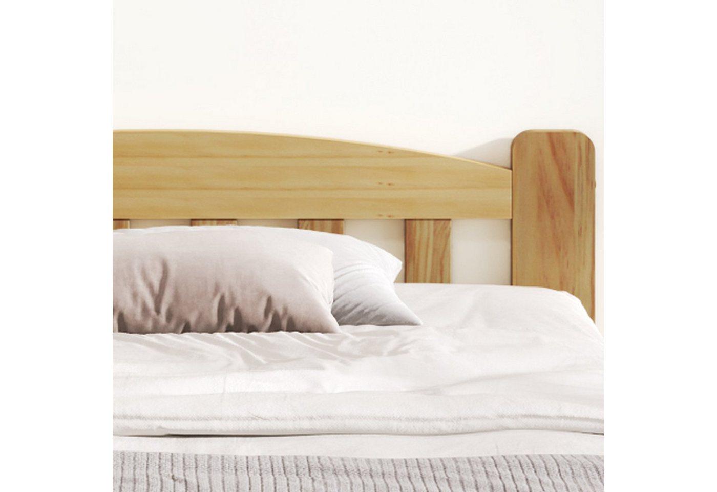 Flieks Massivholzbett, Doppelbett Futonbett mit Kopfteil und Lattenrost 140x200cm – Bild 4 von 5