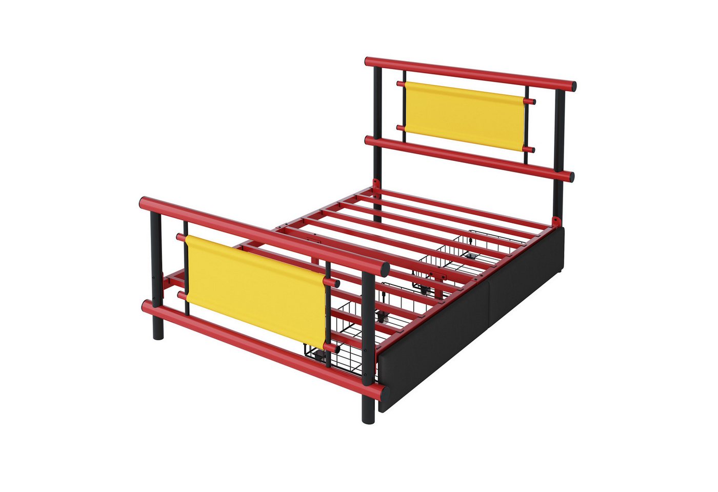 Flieks Metallbett, Kinderbett Einzelbett 90x200cm mit 2 Schubladen & leuchtenden Farben – Bild 5 von 5