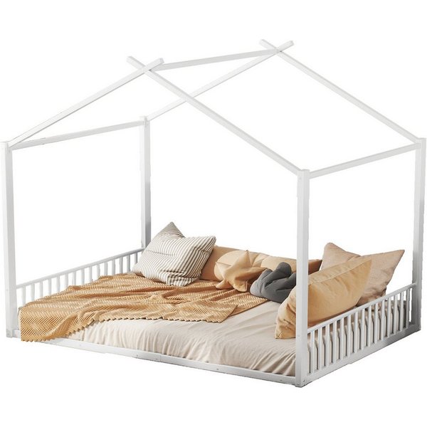 Flieks Metallbett, Doppelbett Hausbett Kinderbett 140x200cm mit Lattenrost