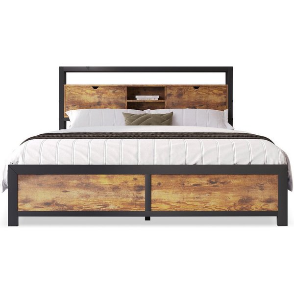 Flieks Metallbett, Doppelbett mit Stauraumfach 140x200cm Eisen Bettgestell