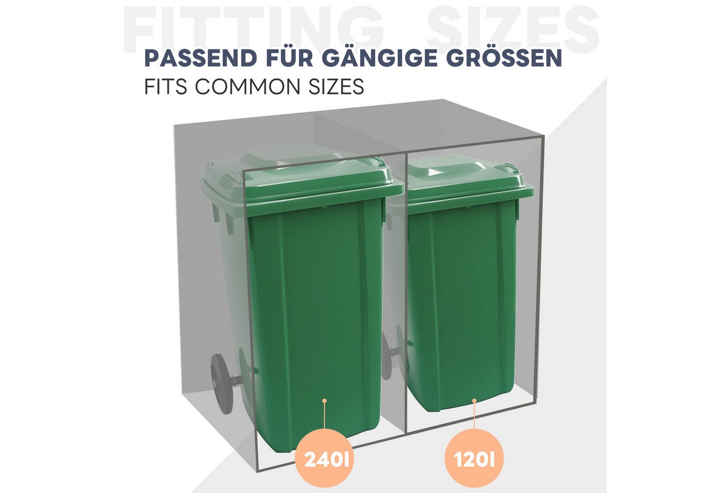 Flieks Mülltonnenbox, Mülltonnenbox für 2 Tonnen mit einem Fassungsvermögen von 120–240 L – Bild 4 von 5