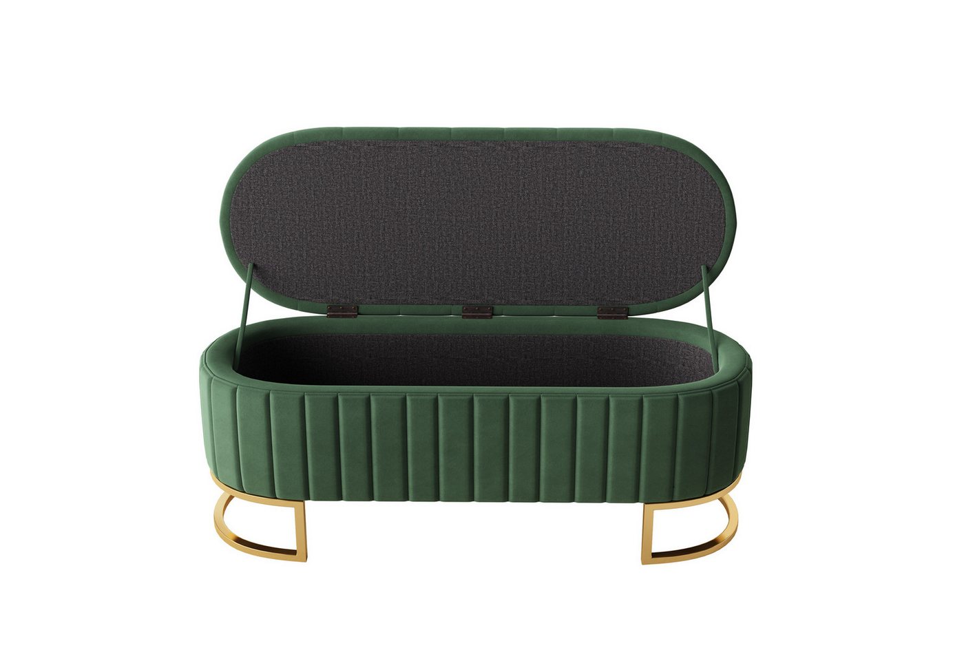 Flieks Polsterbank, Stauraum Polsterhocker Fußbank Sofabank 120x40x43cm Samtstoff – Bild 5 von 5