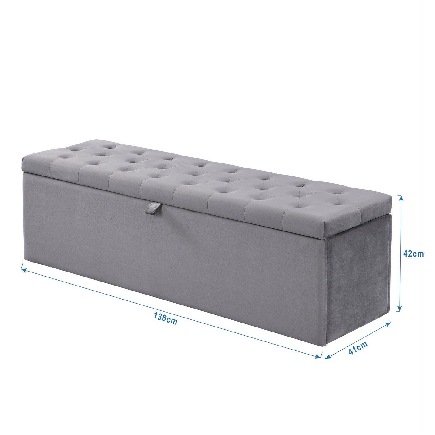 Flieks Polsterbank, Samt Bettbank Sitzbank mit Stauraum 138x41x42cm – Bild 3 von 5