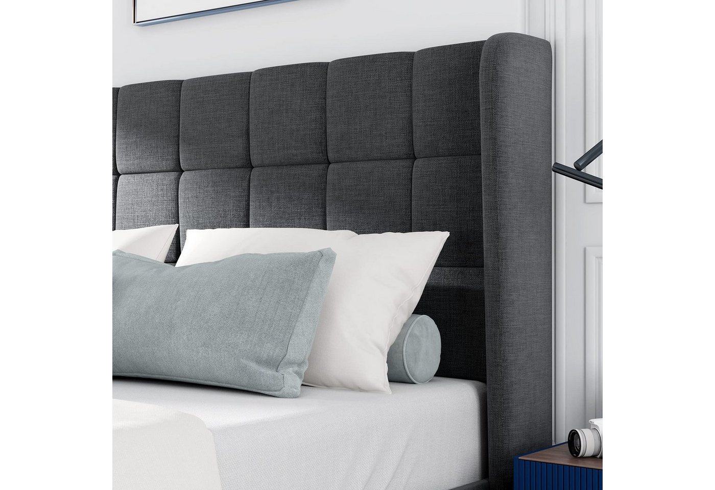 Flieks Polsterbett (1-tlg), Doppelbett Leinen 140x200cm ohne Matratze – Bild 4 von 5