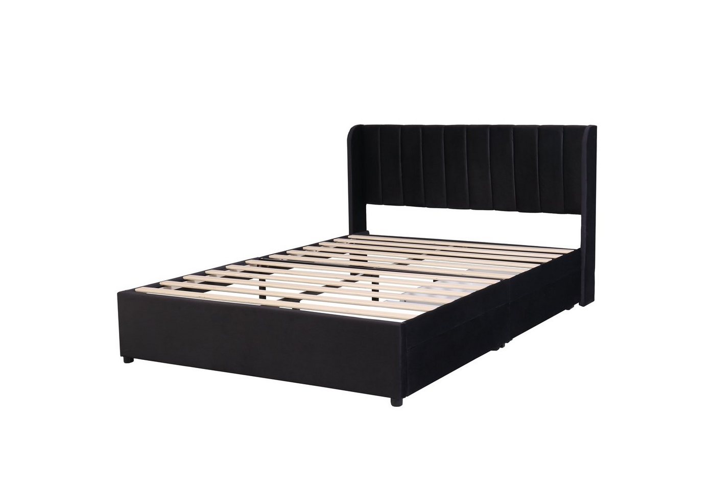 Flieks Polsterbett, Samt Stauraumbett mit 2 Schubladen 160x200cm – Bild 5 von 5