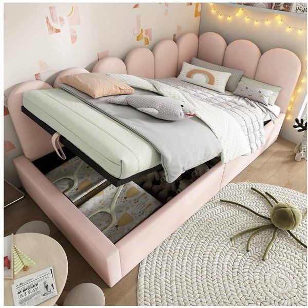 Flieks Polsterbett, Tagesbett Schlafsofa Daybett 90x200cm mit hydraulischem Stauraum