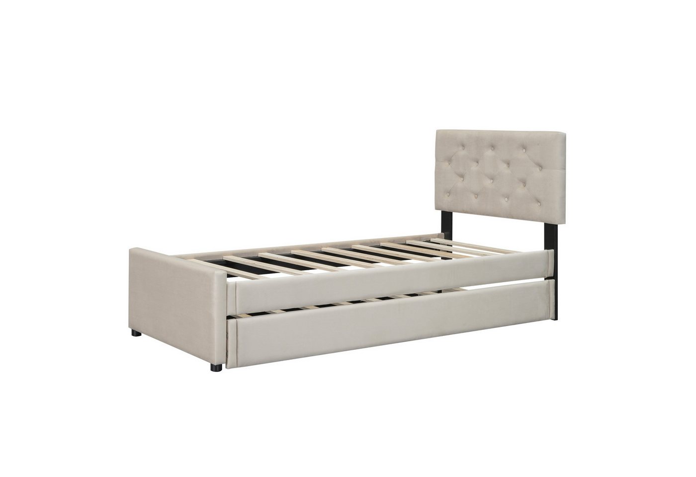 Flieks Polsterbett, Kinderbett 90x200cm mit Ausziehbett 90x190cm und Lattenrost – Bild 5 von 5