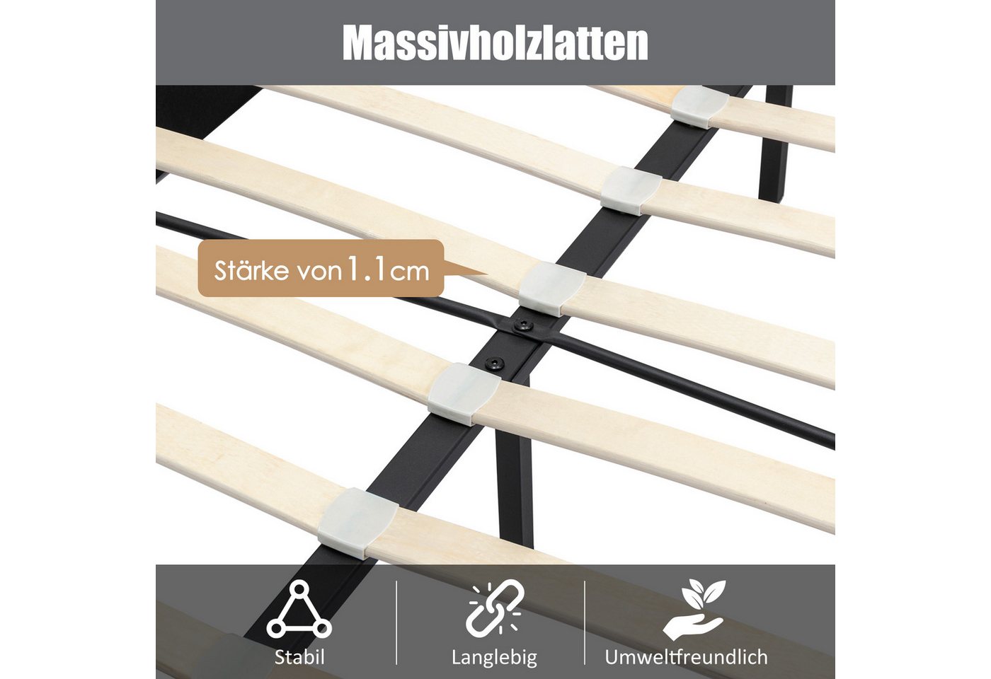 Flieks Polsterbett, Samt hydraulisches Polsterbett Doppelbett 140x200cm – Bild 5 von 5