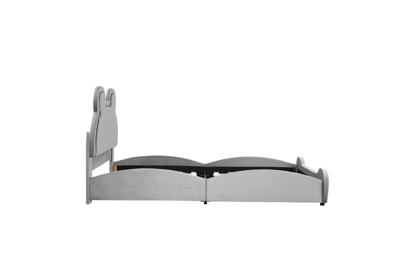 Flieks Polsterbett, Bärenform Kinderbett Einzelbett 90x200cm hautfreundlicher Samt-Stoff – Bild 5 von 5