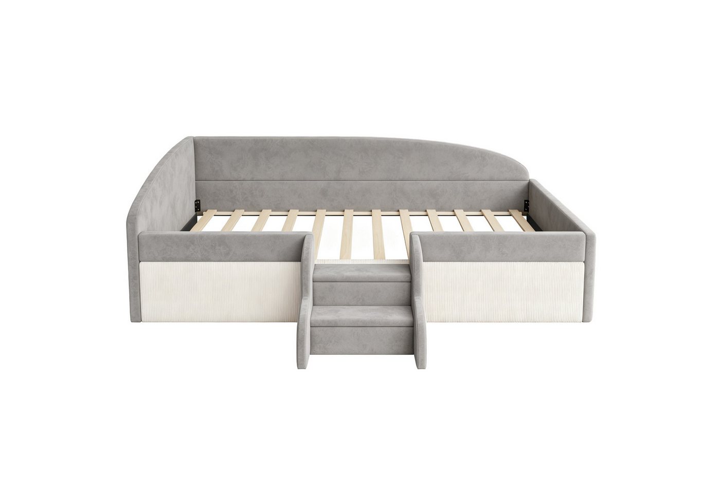 Flieks Polsterbett, Kinderbett Schlafsofa Einzelbett 90x190cm mit Treppe und Lattenrost – Bild 5 von 5