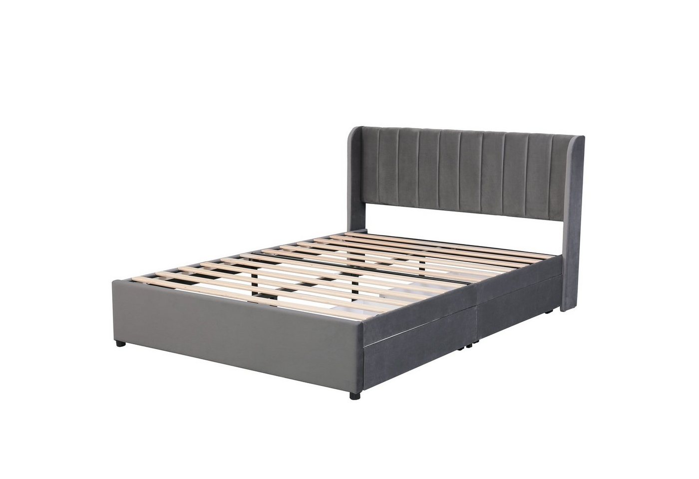 Flieks Polsterbett, Samt Stauraumbett mit 2 Schubladen 160x200cm – Bild 5 von 5