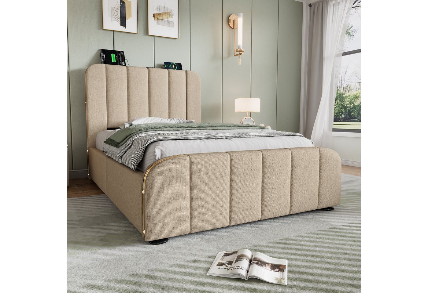 Flieks Polsterbett, Einzelbett 90x200cm mit USB/Typ-C Ladefunktion und 4 Schubladen – Bild 3 von 5