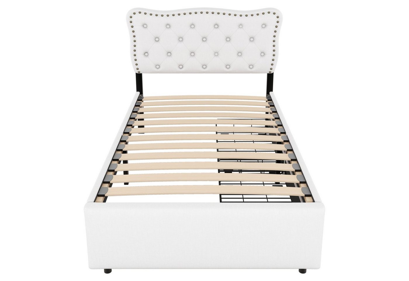 Flieks Polsterbett, Einzelbett 90x200cm mit 2 Schubladen und höhenstellbarem Kopfteil – Bild 5 von 5
