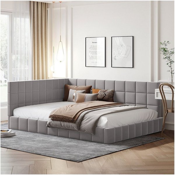 Flieks Polsterbett, Samt Daybett Tagesbett Schlafsofa 140x200cm mit Lattenrost
