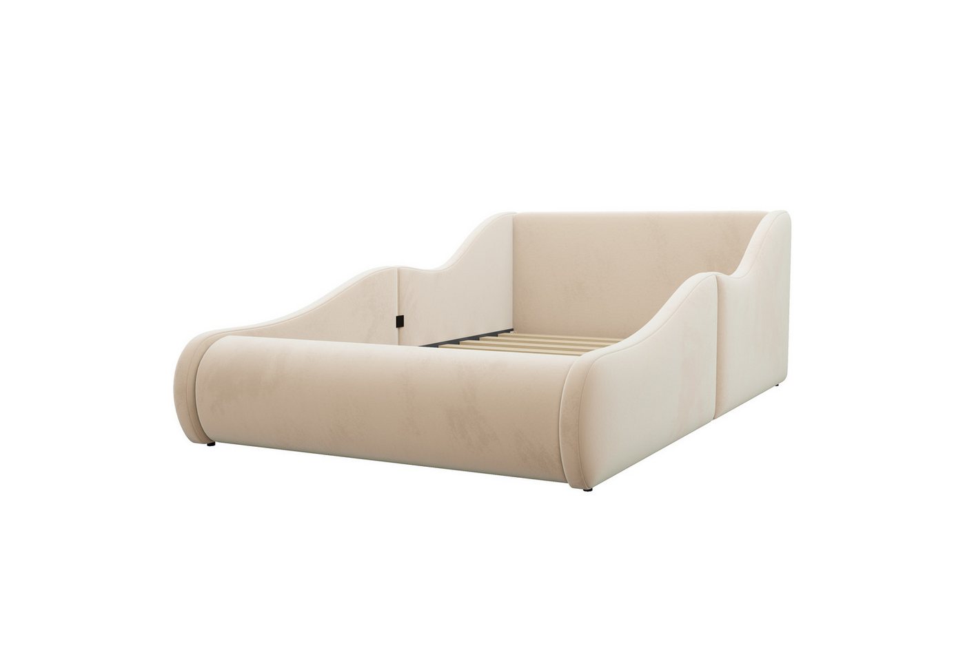 Flieks Polsterbett, Kinderbett 90x200cm mit hohem Kopfteil und Seitenschutzgittern – Bild 5 von 5