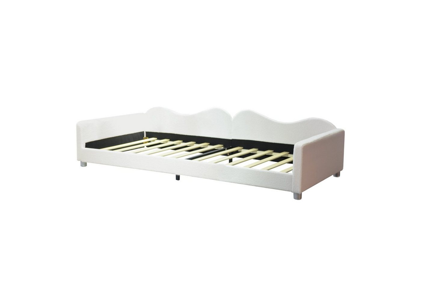 Flieks Polsterbett, Teddy-Samt Kinderbett Einzelbett Schlafsofa mit Lattenrost 90x200cm – Bild 5 von 5