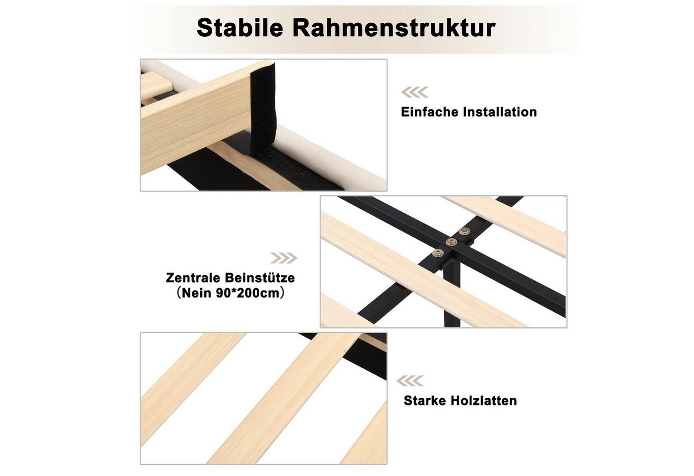 Flieks Polsterbett, Samt Einzelbett mit höhenverstellbarem Muschel-Form-Kopfteil 90x200cm – Bild 5 von 5