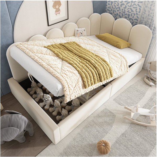 Flieks Polsterbett, Tagesbett Schlafsofa Daybett 90x190cm mit hydraulischem Stauraum
